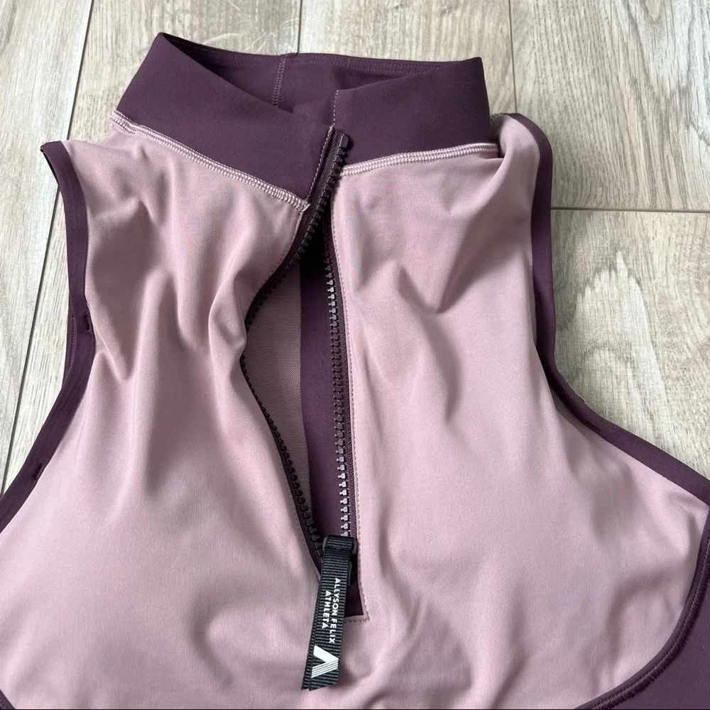 NEW Athleta A-C Allyson Felix Legend Zip Front Bra medium purple - Picture 4 of 10
